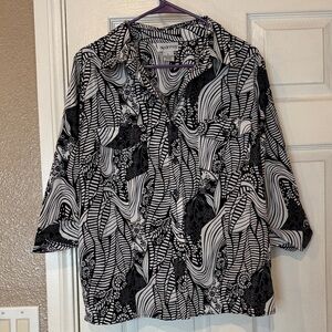 Apparenza Black and White Abstract Blouse